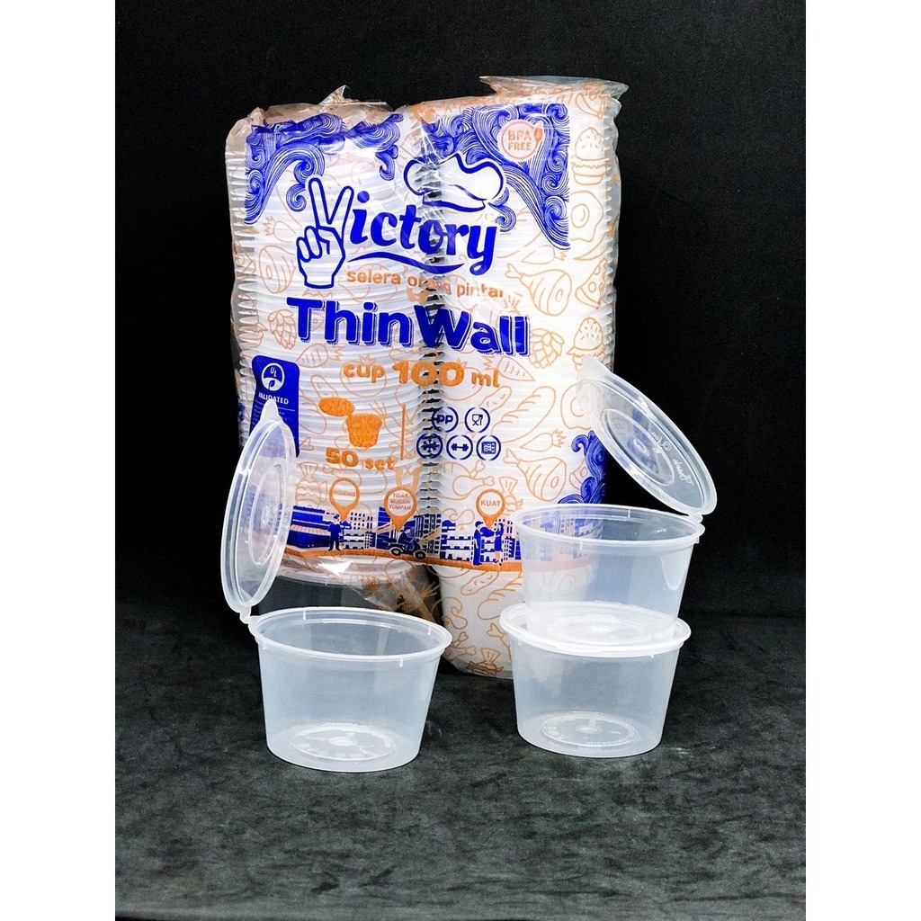 Cup Puding Victory 100ml - Tutup Pisah — Wadah Thinwall Plastik · grosir kemasan Akapack