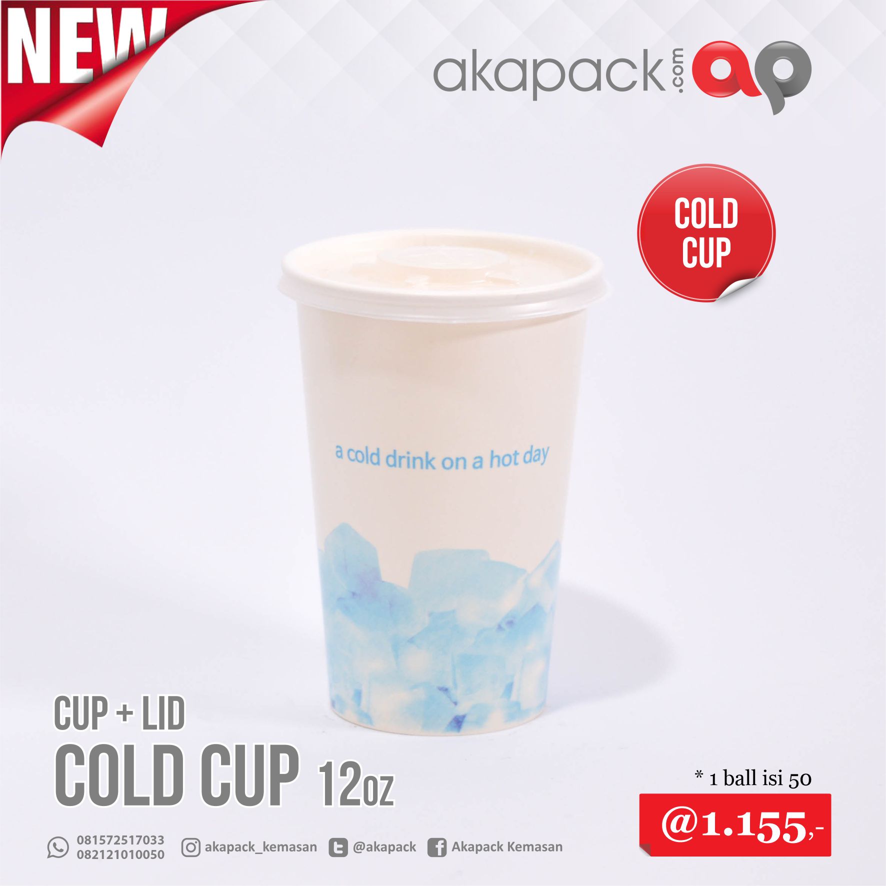 Cold Cup Desain Ace 12oz — Gelas Papper Cup · grosir kemasan Akapack