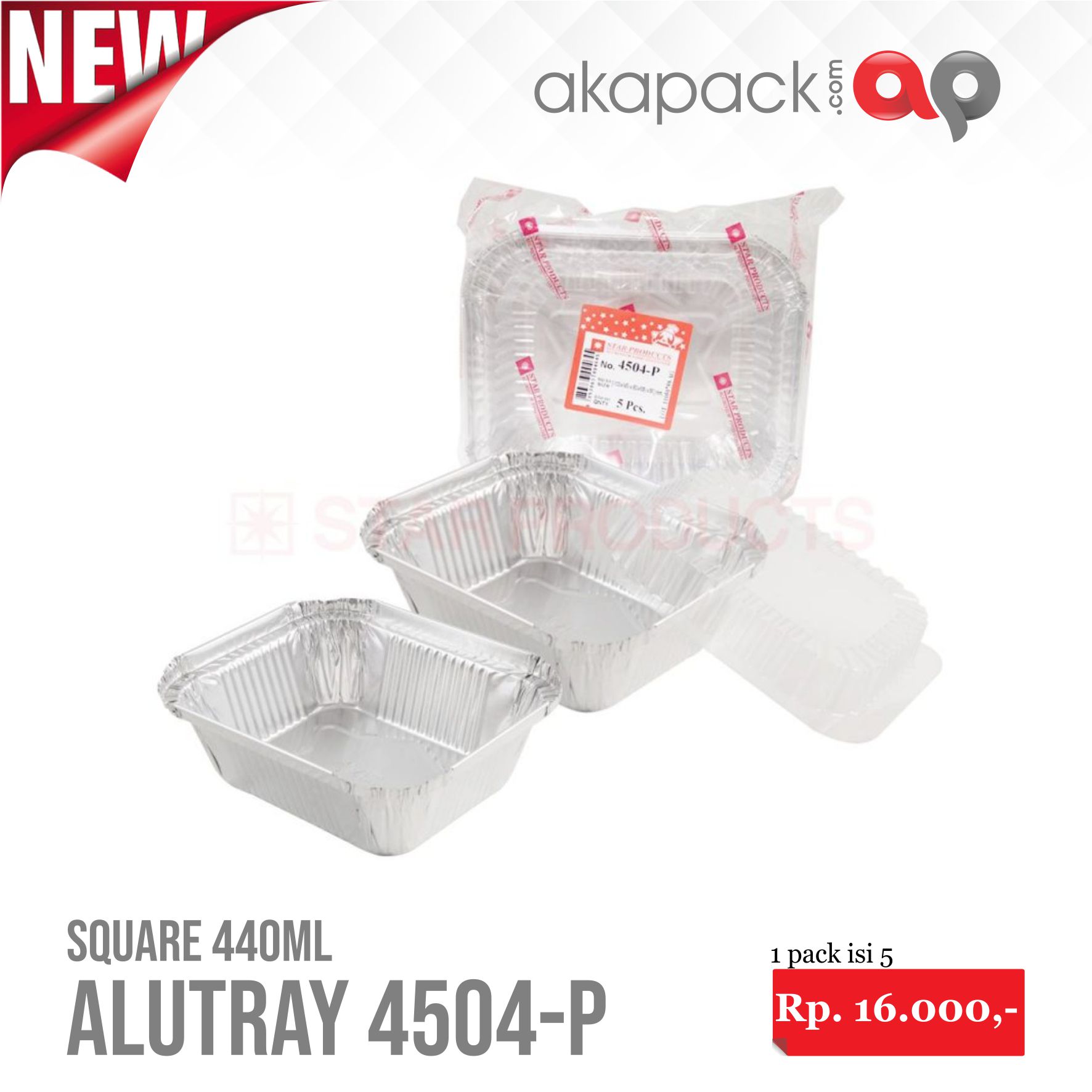 Alu Star 4504P Isi 5 Pcs — Cup Alu Foil / Tahan Panas · grosir kemasan Akapack