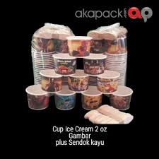 Cup Ice Cream 2.5 Oz + Sendok Motif 50pcs — Gelas Papper Cup · grosir kemasan Akapack