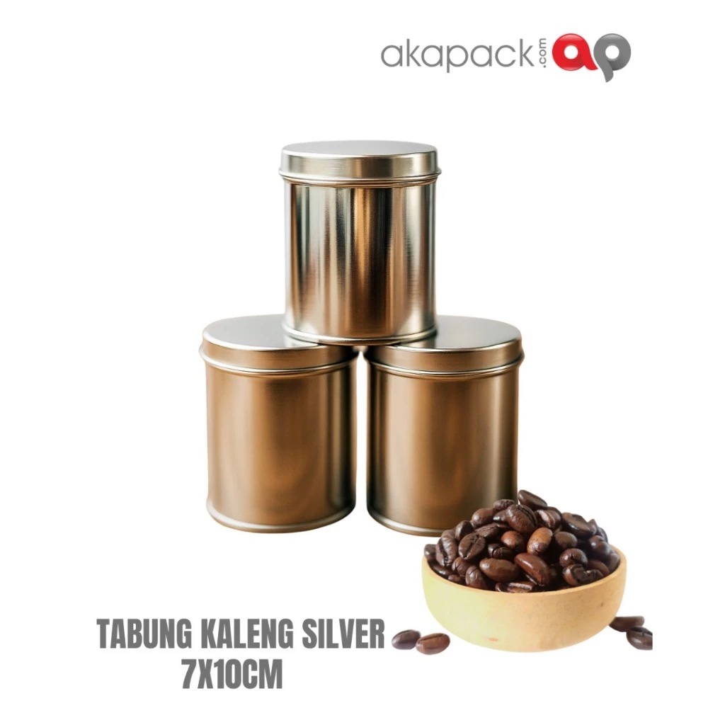 Tabung Kaleng Silver 7x10cm — Kemasan Kaleng · grosir kemasan Akapack