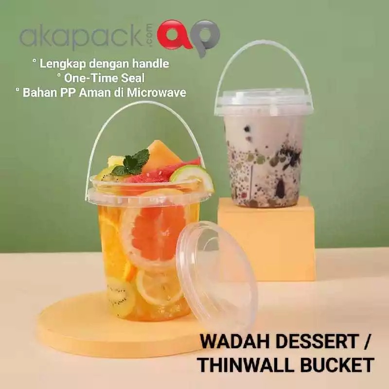 Bucket Drink Cup Plastik 1000ml Ember/Pail Natural — Wadah Thinwall Plastik · grosir kemasan Akapack