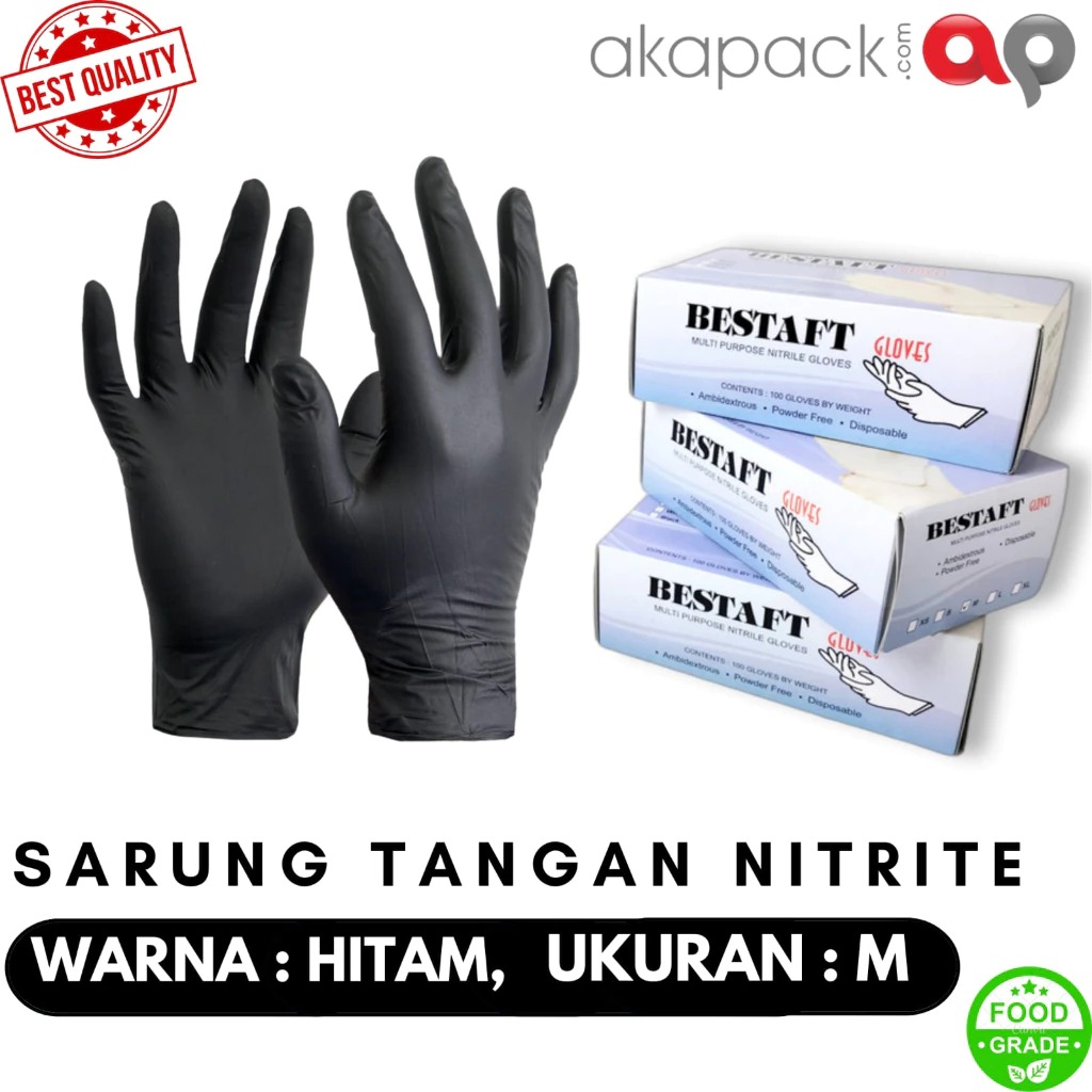 Sarung Tangan Nitrile L Hitam — Aksesoris · grosir kemasan Akapack