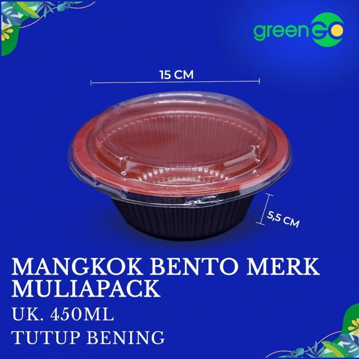 Bento Mangkok Hitam Merah 450Ml Isi 50Pcs — Bento Kotak Makan · grosir kemasan Akapack