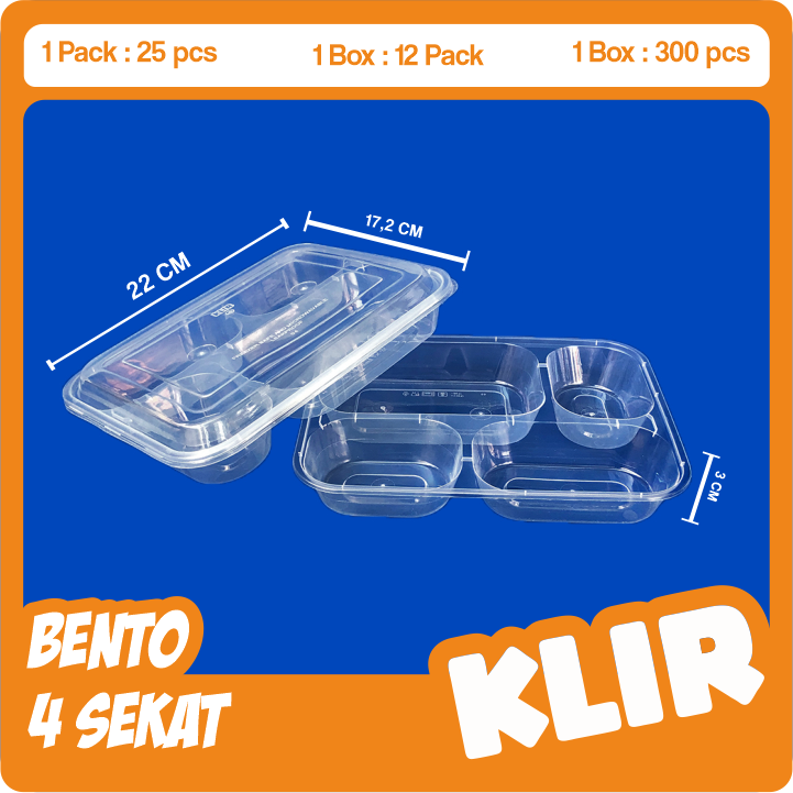 KLIR Bento 4 Sekat — Bento Kotak Makan · grosir kemasan Akapack