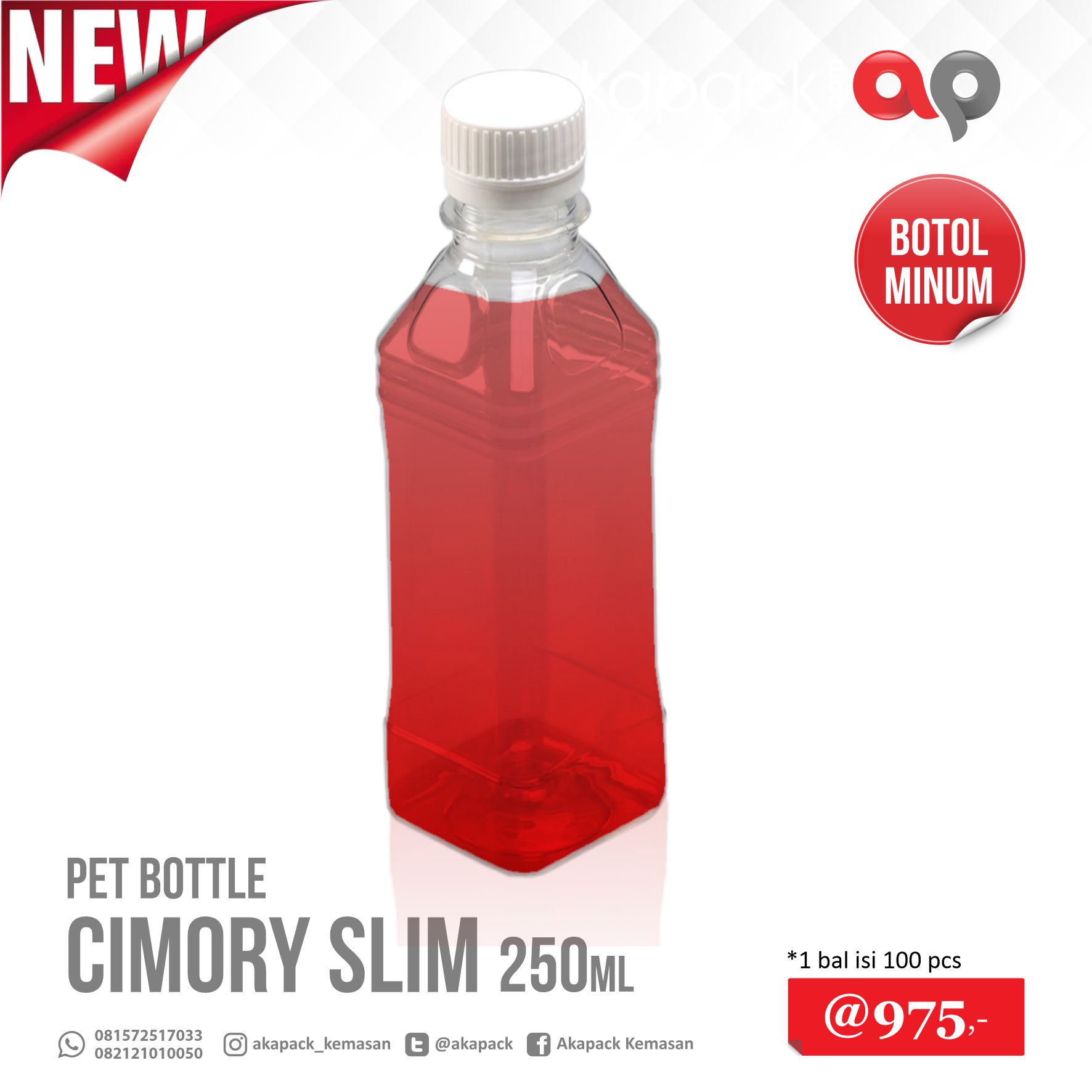 Botol Cimory 250Ml — Botol, Toples / Jar & Tabung Plastik · grosir kemasan Akapack
