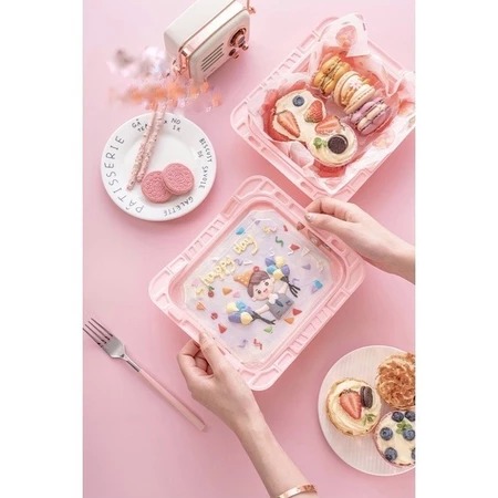 tray bento handle pink — Bento Kotak Makan · grosir kemasan Akapack