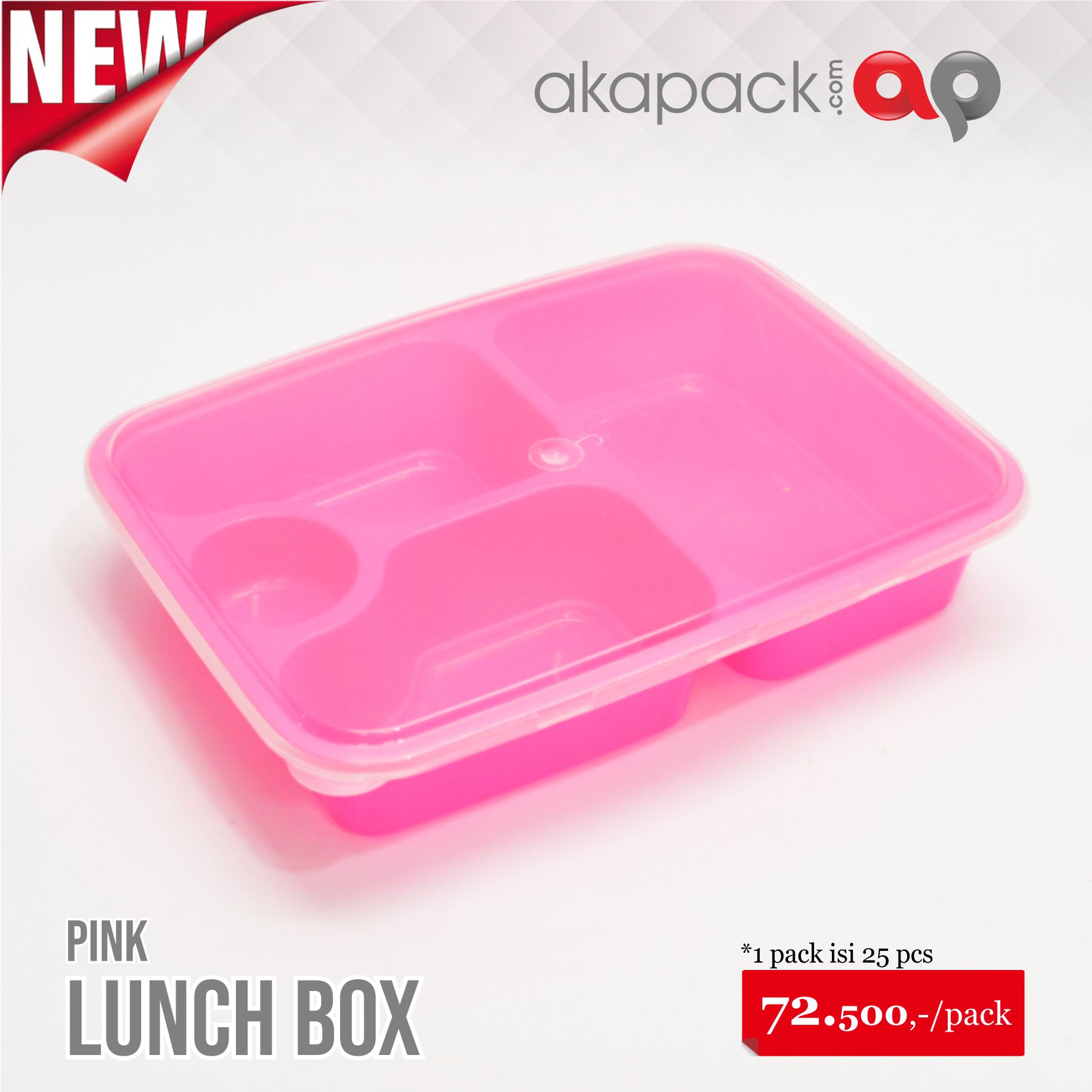 Tray Bento Sekat 4 Pink Microwave Safe — Bento Kotak Makan · grosir kemasan Akapack