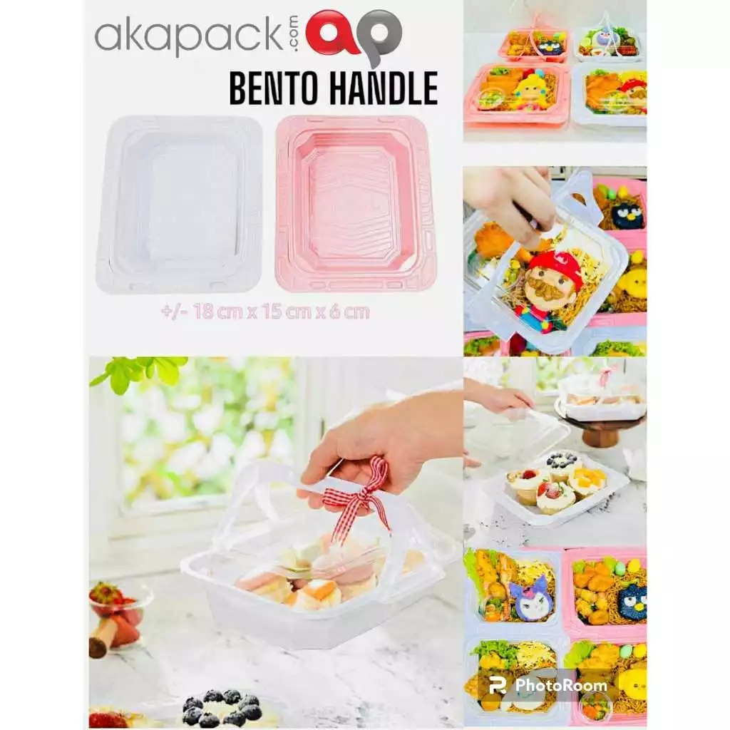 tray bento handle putih — Bento Kotak Makan · grosir kemasan Akapack