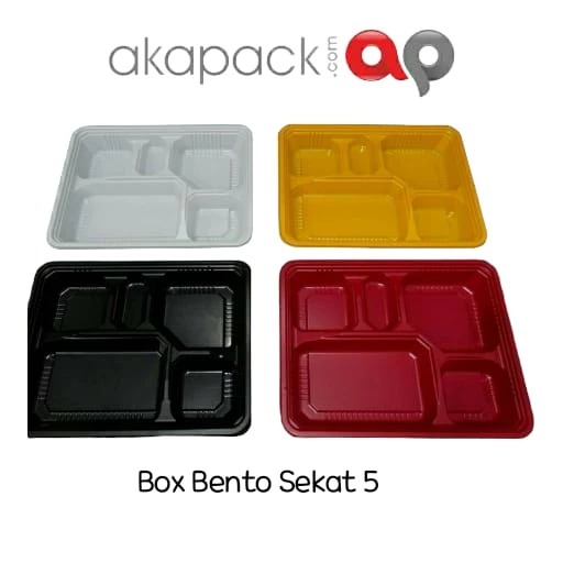 Tray Bento Sekat 5 Putih — Bento Kotak Makan · grosir kemasan Akapack
