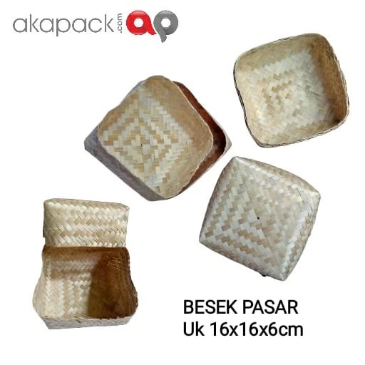 Besek Bambu Uk 16X16X6Cm — Anyaman Bambu · grosir kemasan Akapack