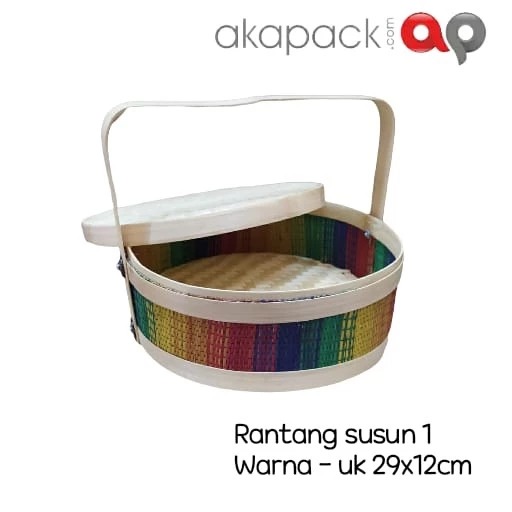 Rantang Susun 1 Warna Uk 29X12Cm Bambu — Anyaman Bambu · grosir kemasan Akapack