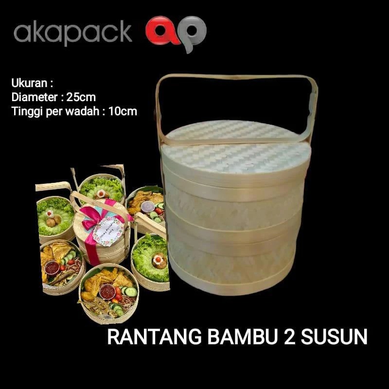 Rantang Susun 2 Uk 25X20Cm Bambu — Anyaman Bambu · grosir kemasan Akapack