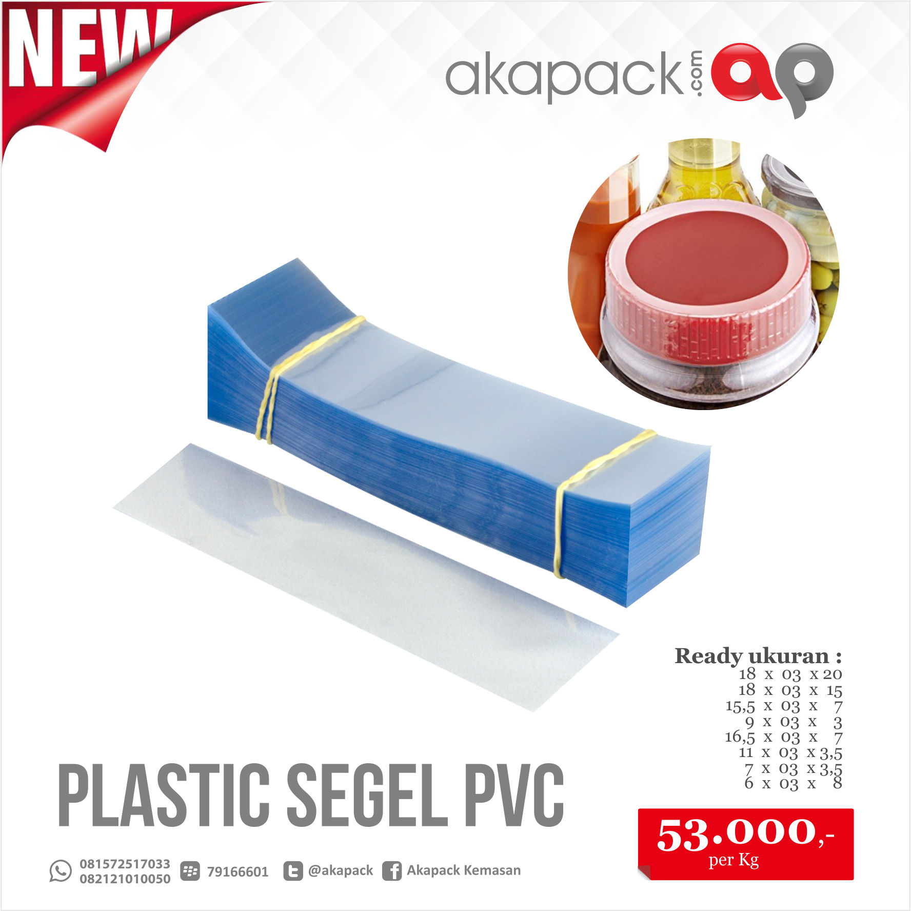 Plastik Segel  Uk 0.15.18,5X8 Inc (Cup 20 Oz) — Segel Plastik, Alumunium · grosir kemasan Akapack