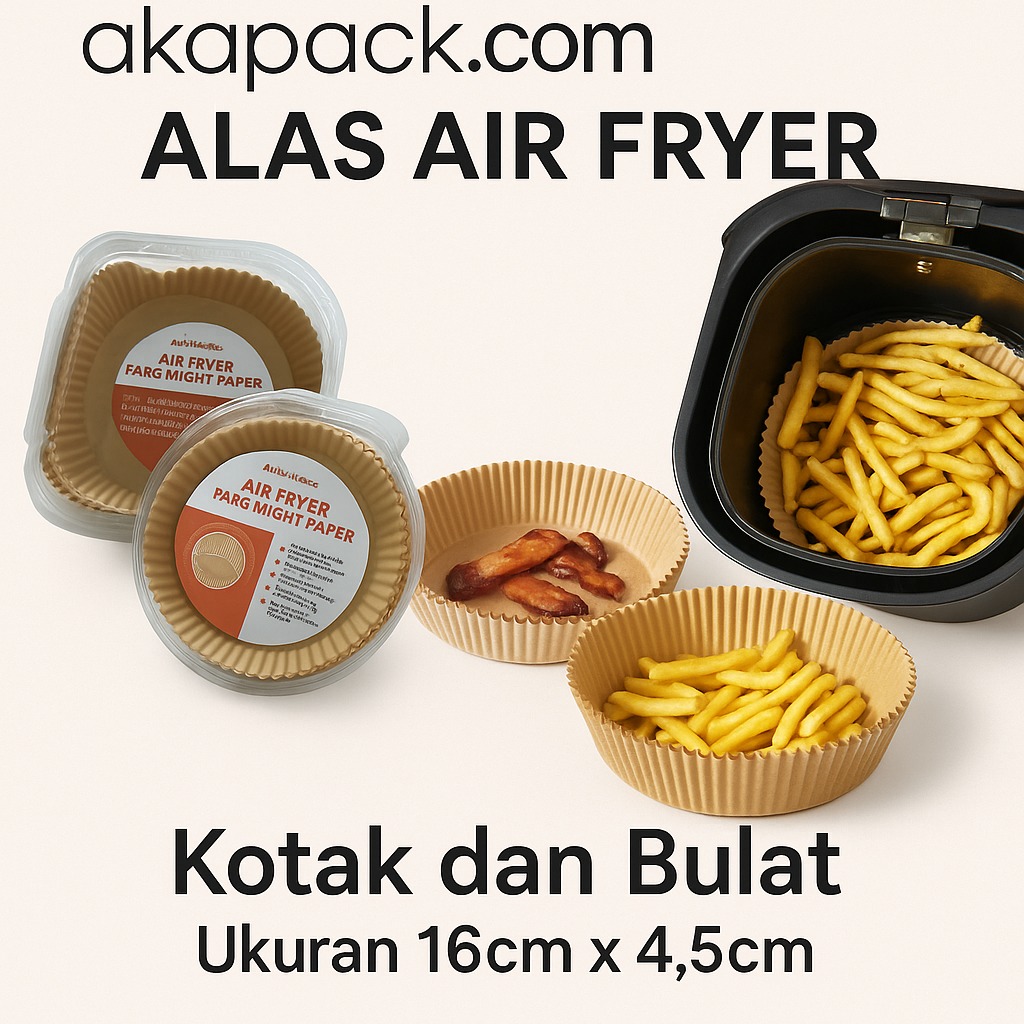 Alas Air Fryes Kotak 160mm x 45mm Isi 50pcs — Kitchen Set · grosir kemasan Akapack