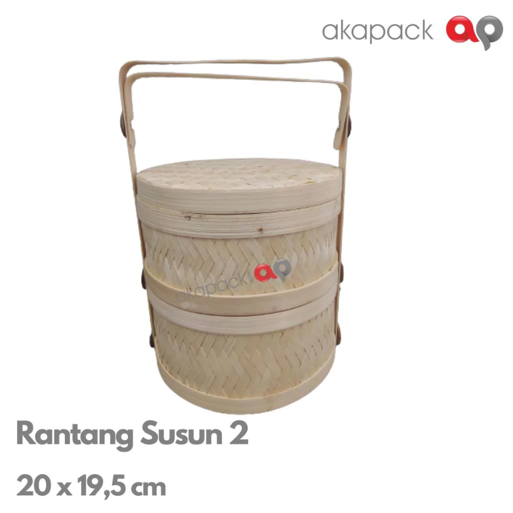 Rantang Susun 2 Uk 20X20Cm Bambu — Anyaman Bambu · grosir kemasan Akapack