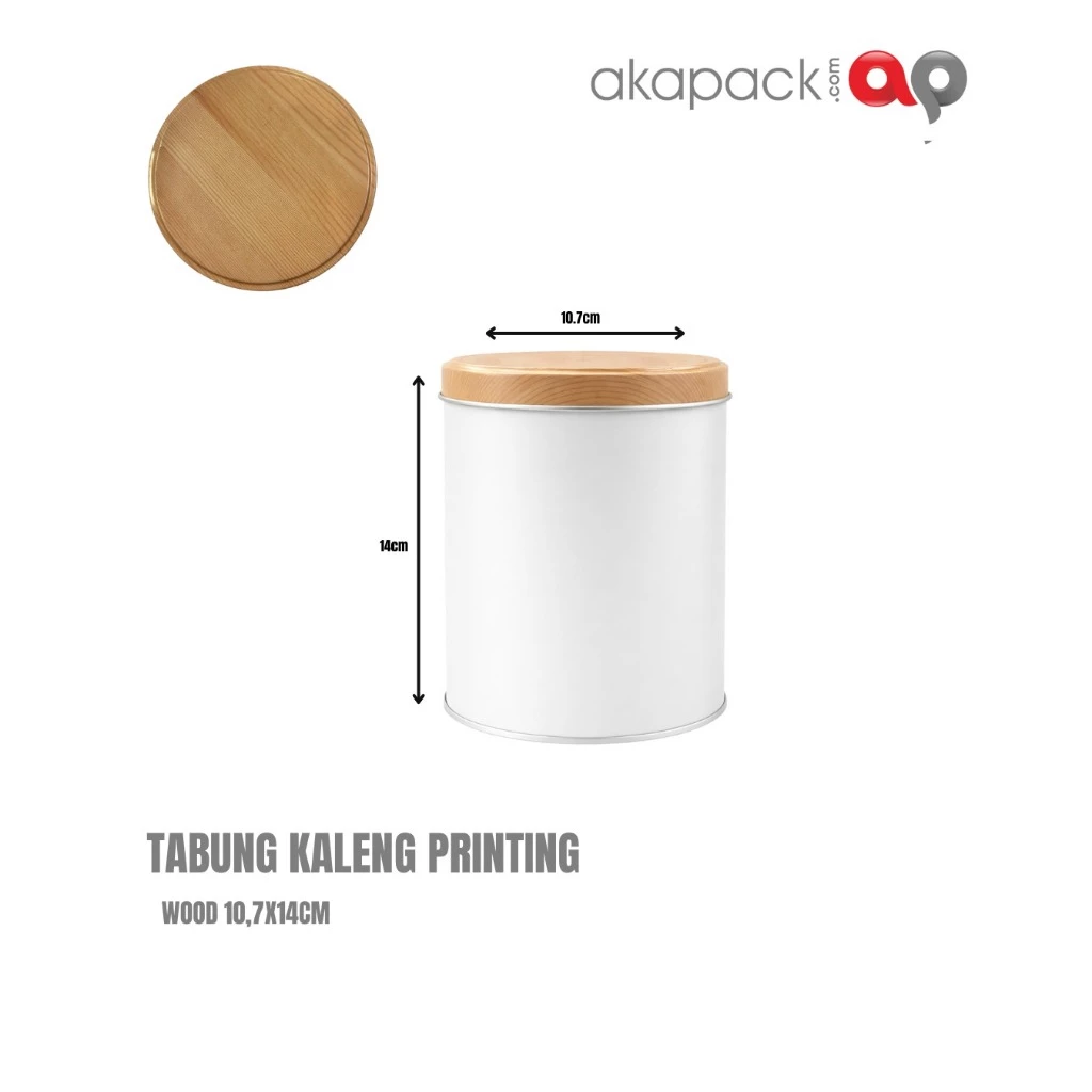 Tabung Kaleng Printing Wood 10,7x14cm — Kemasan Kaleng · grosir kemasan Akapack
