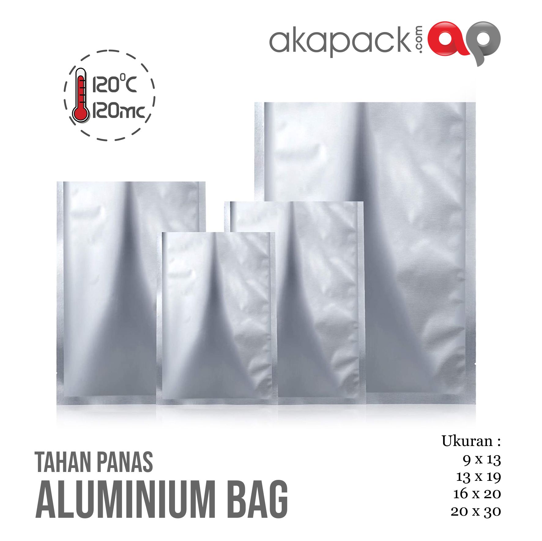 Alu Foil Retort 12X17 — Kemasan Bag Flexibel, Standing Pouch, Gusset, & Sachet · grosir kemasan Akapack