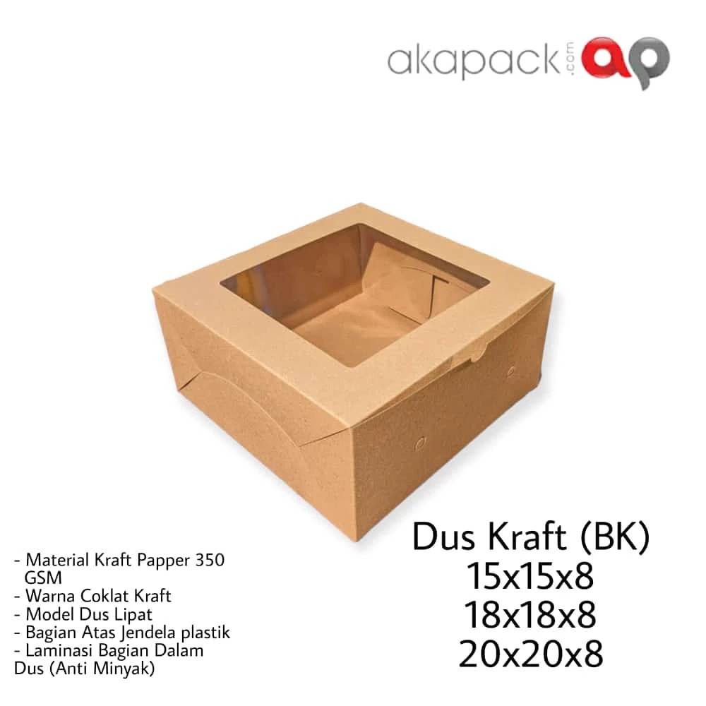 BK Window 15X15X8 Fuji — Kemasan Papper Box Kraft, Ivory, Corrugated · grosir kemasan Akapack
