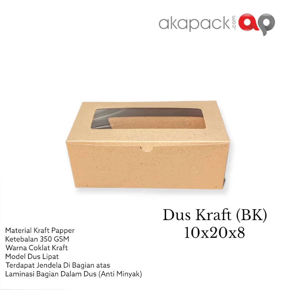 BK Window 10X20X8 Fuji — Kemasan Papper Box Kraft, Ivory, Corrugated · grosir kemasan Akapack