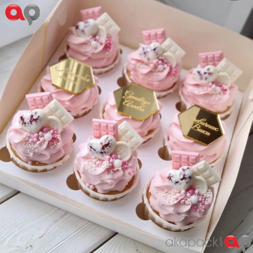 Box Cupcake Fuji Lubang 9 Isi 10 — Kemasan Papper Box Kraft, Ivory, Corrugated · grosir kemasan Akapack