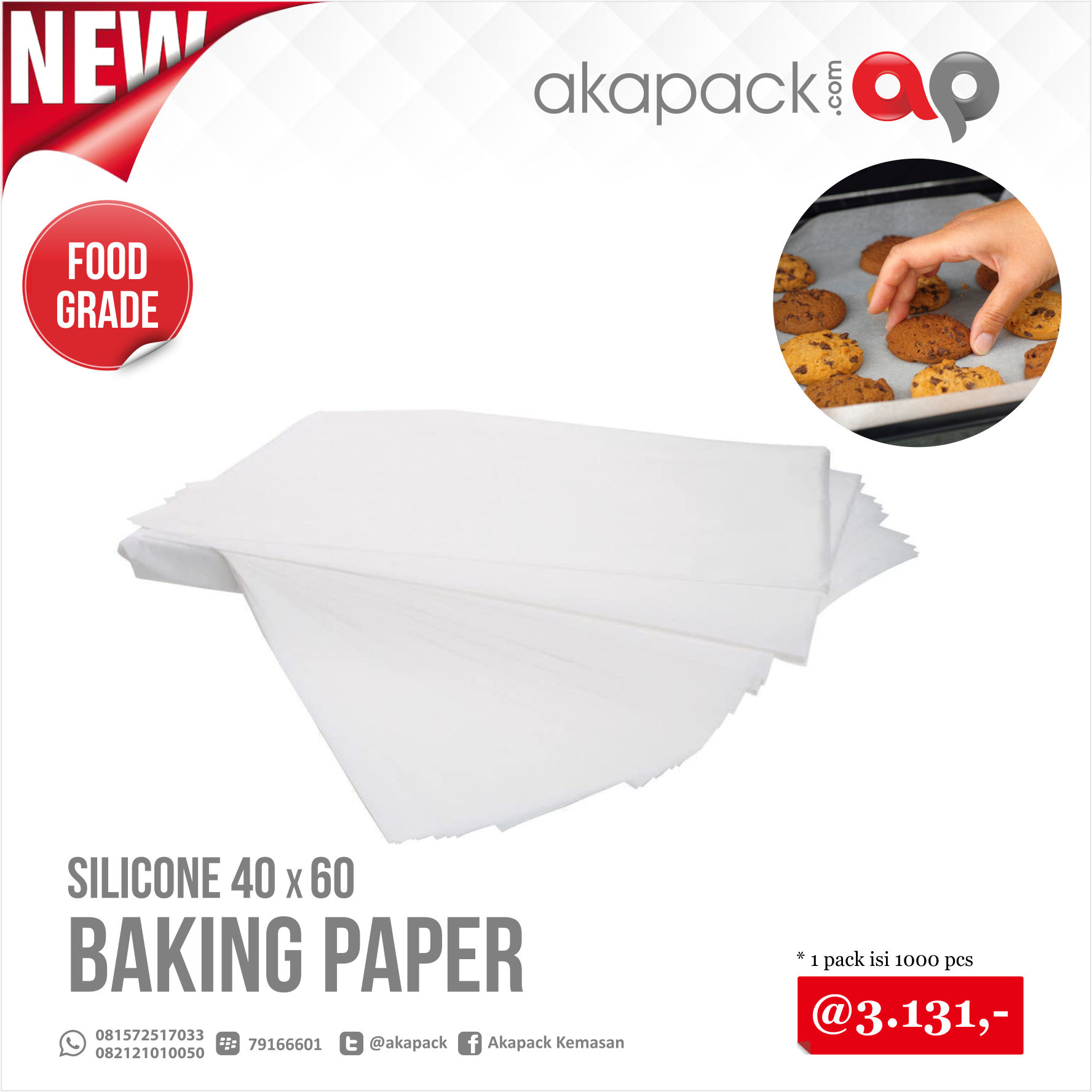 Baking Paper Siliconize 40 X 60 Cm (50Pcs) — Kemasan Papper Box Kraft, Ivory, Corrugated · grosir kemasan Akapack