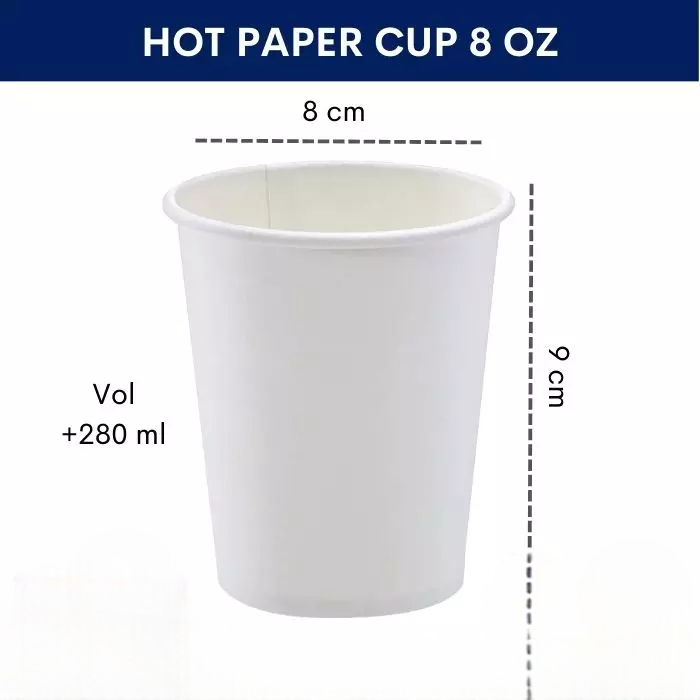 Hot Cup 8 Oz Eco Singel Wall 50Pcs — Gelas Papper Cup · grosir kemasan Akapack
