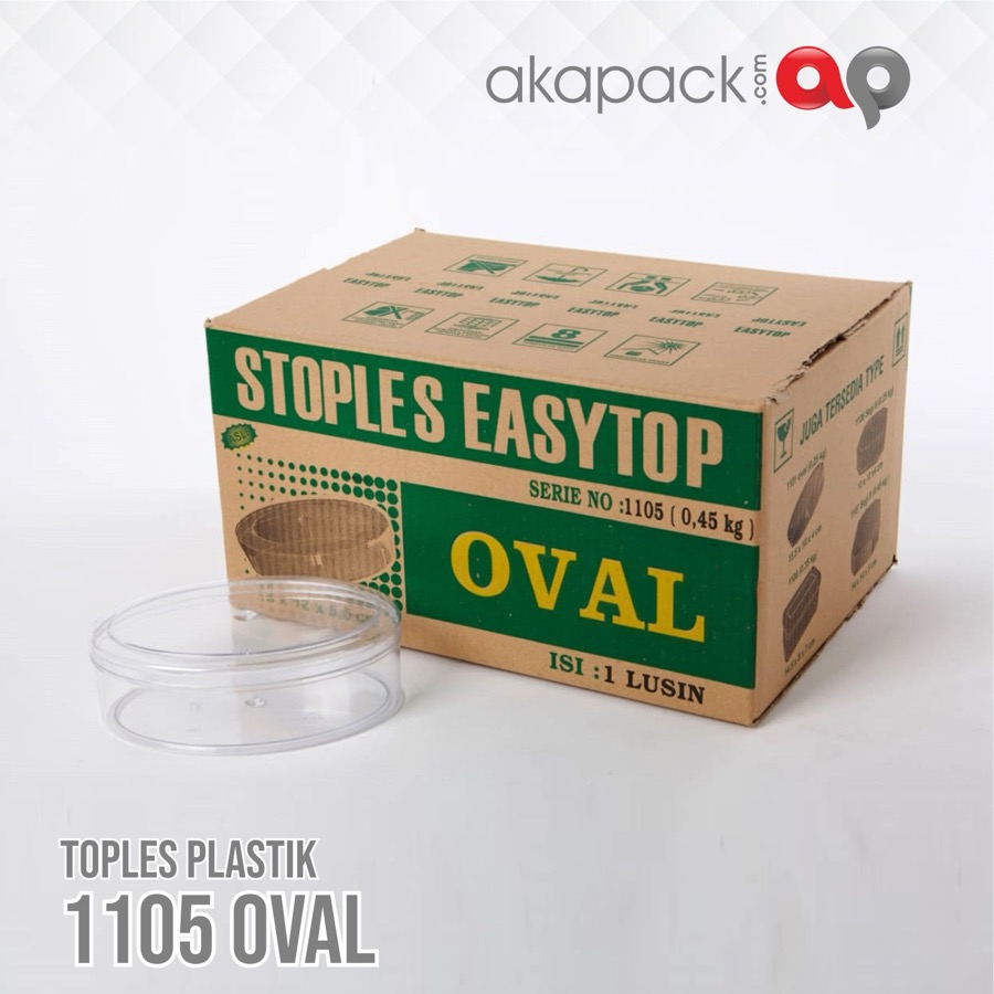 Easytop 1105 Oval Besar 450Gr Isi 12Pcs — Toples Kue Kering / Cookies · grosir kemasan Akapack
