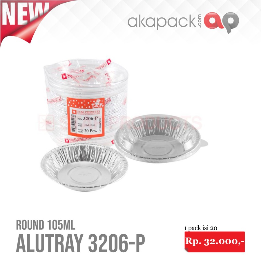 Alu Star 3206-P Isi 20 pcs — Cup Alu Foil / Tahan Panas · grosir kemasan Akapack