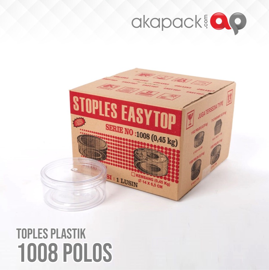 Easytop 1008 Bulat Polos 450Gr Isi 12Pcs — Toples Kue Kering / Cookies · grosir kemasan Akapack