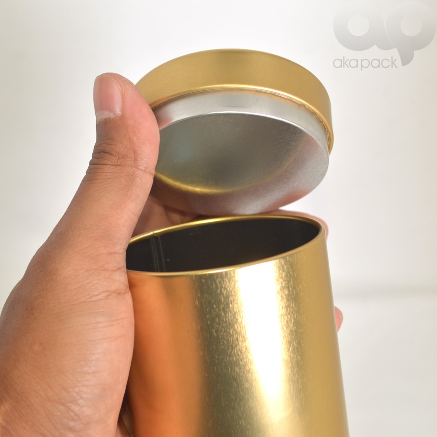 tabung kaleng Gold 7,5x17,2 — Kemasan Kaleng · grosir kemasan Akapack