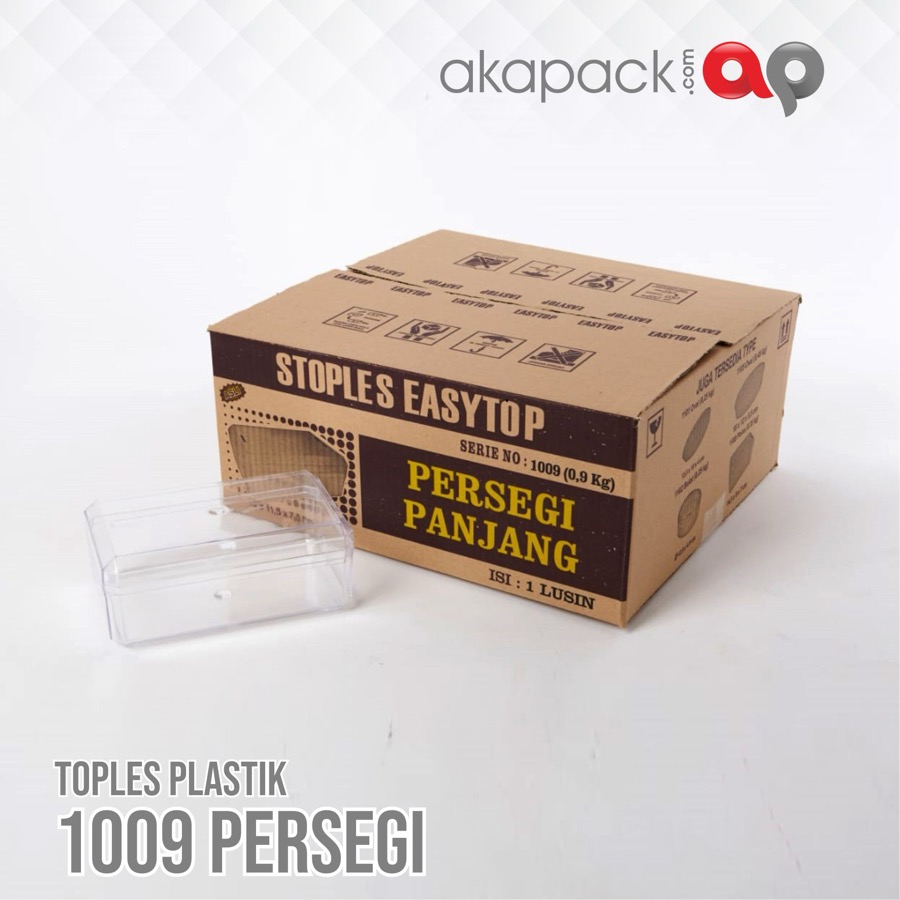 Easytop 1009 Persegi Panjang 900Gr Isi 12Pcs — Toples Kue Kering / Cookies · grosir kemasan Akapack