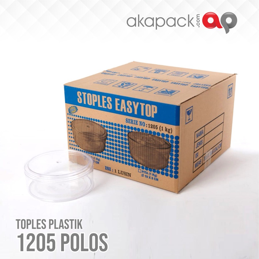 Easytop 1205 Bulat Polos 1000Gr Isi 12Pcs — Toples Kue Kering / Cookies · grosir kemasan Akapack