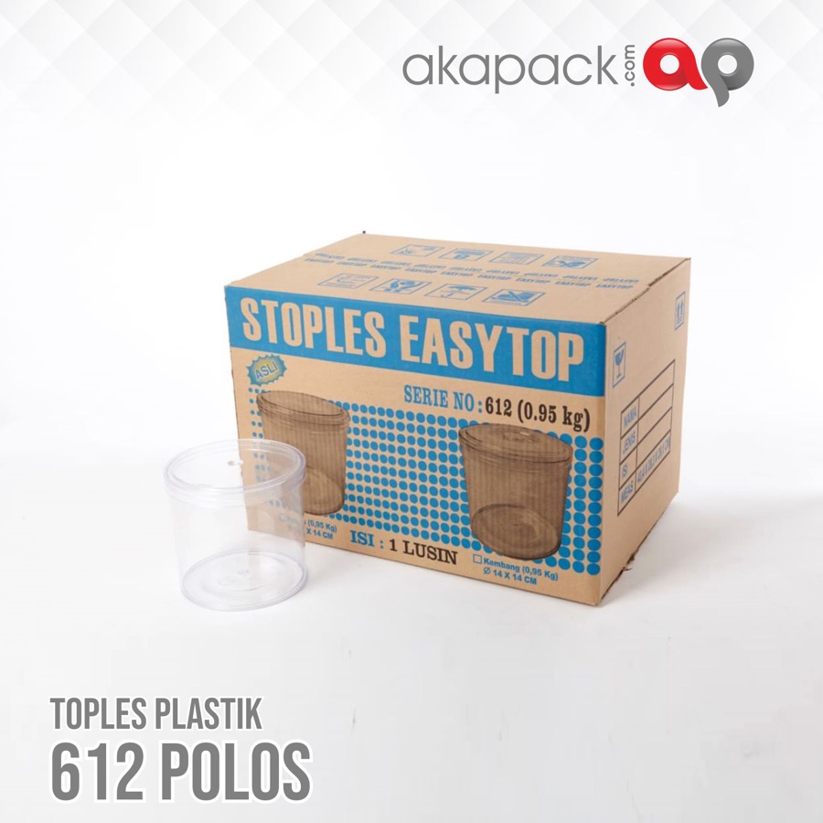 Easytop 612 Tabung Polos 950Gr Isi 12Pcs — Toples Kue Kering / Cookies · grosir kemasan Akapack