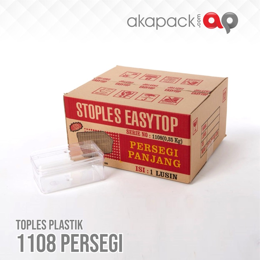 Easytop 1108 Persegi Panjang 350Gr Isi 12Pcs — Toples Kue Kering / Cookies · grosir kemasan Akapack