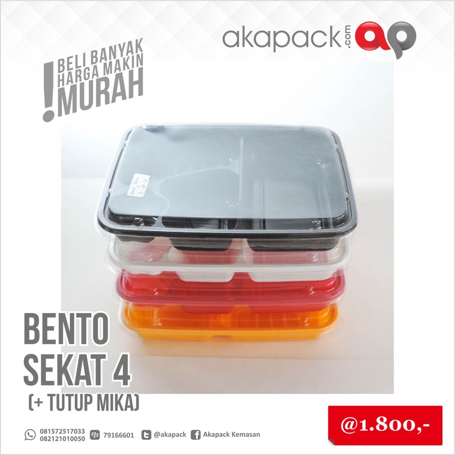 Mika Bento GB Putih Sekat 4 Bintang — Bento Kotak Makan · grosir kemasan Akapack