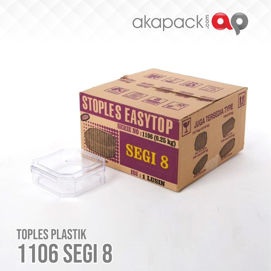 Easytop 1106 Segi Delapan 250Gr Isi 12Pcs — Toples Kue Kering / Cookies · grosir kemasan Akapack